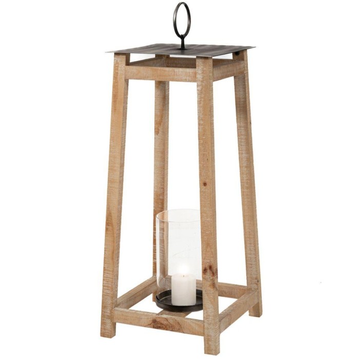 LANTERNA LEGNO DECO 41x41x106CM